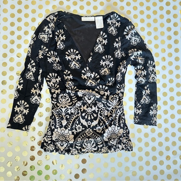 Worthington Black and White Wrap Blouse - Picture 1 of 2